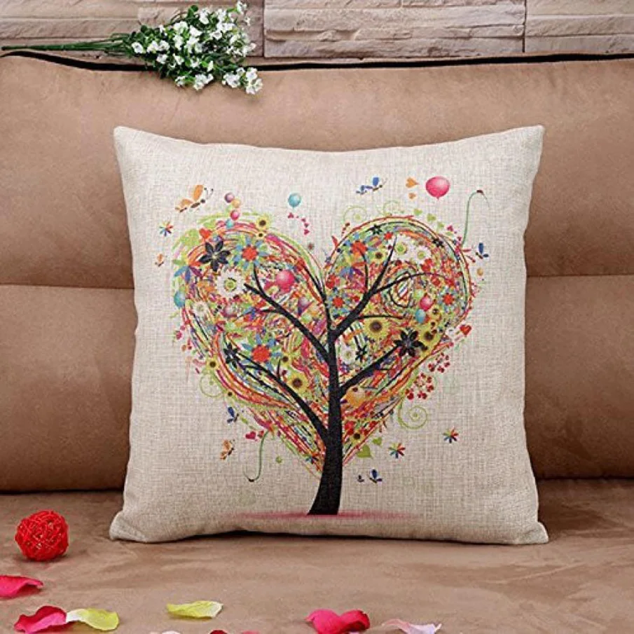 OUNEED High-quality creative color geometric tree pattern Pillowcase office supplies household items pillow case cover home deco | Дом и сад