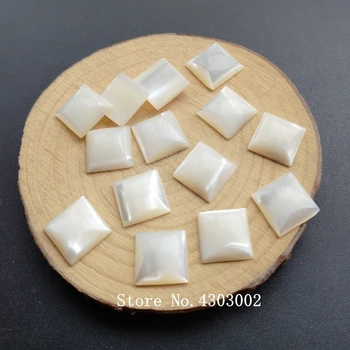 

50pcs/lot 12mm Natural Square Cabochon Mother Pearl Shell Square Flat Bottom Mother of pearl shell