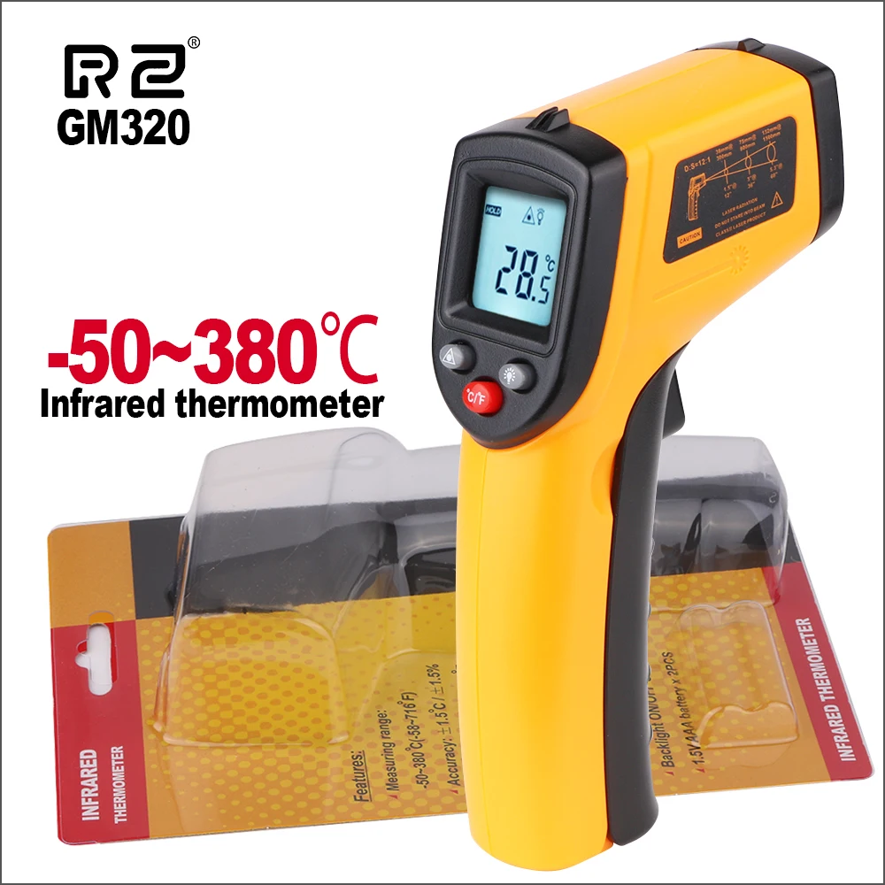 RZ Thermometers Infrared Thermometer Digital Laser IR Thermometer Temperaure Sensor Controller GS320 GM320 Handheld Thermometers