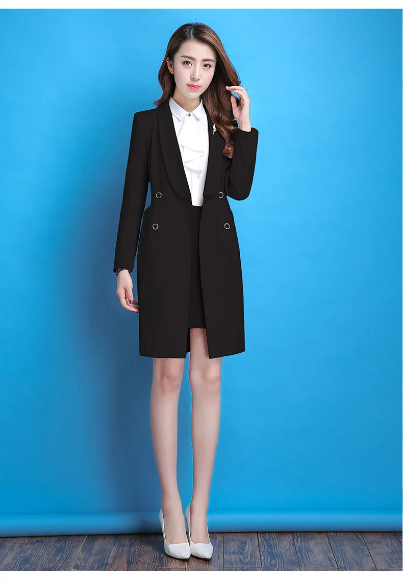 Модные женские юбочные костюмы двубортное пальто куртки и тонкие Мини Юбки Комплекты из двух предметов OL женские наряды комплект спецодежды