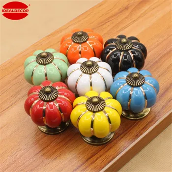 

12PCS Pumpkin Ceramic Door Cabinet Drawer Knobs Pull Handles Creative Cupboard Handle Pull Knobs with Screws