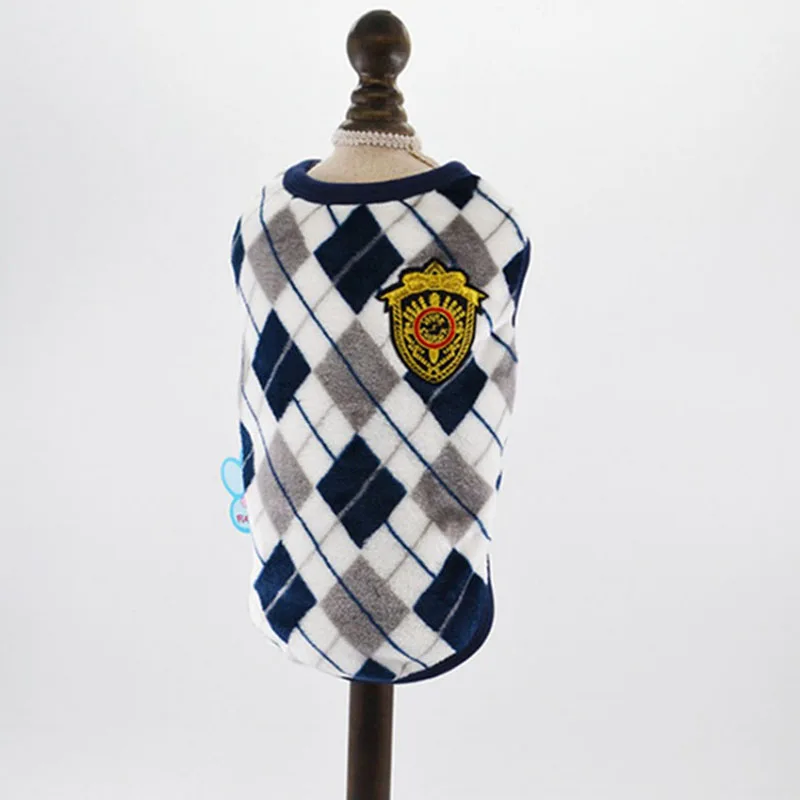 SYDZSW Pet Clothing Dog Puppy Coat Fashion Rhombus Plaid Printed Small Dog Vest Costume Soft Flannel Cat Apparel Lots In Stock7