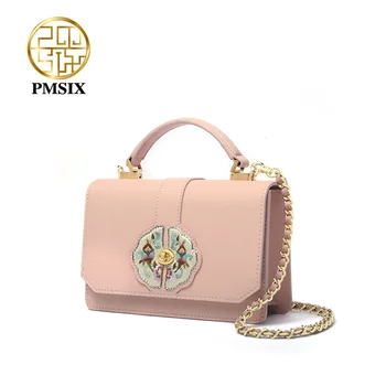 

PMSIX Fashion Embroidery Flowers Cow Leather Women Handbags Designer Shoulder Bag Crossbody Bags Evening Bag Beautiful Gift