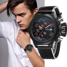 Men's Watch Quartz Sports Silicone Strap Waterproof Calendar Multi-function Chronograph Male Clock Business Relogio masculino carnival mechanical men watch phase moon leather strap double calendar stainless steel multi function clock relogio masculino