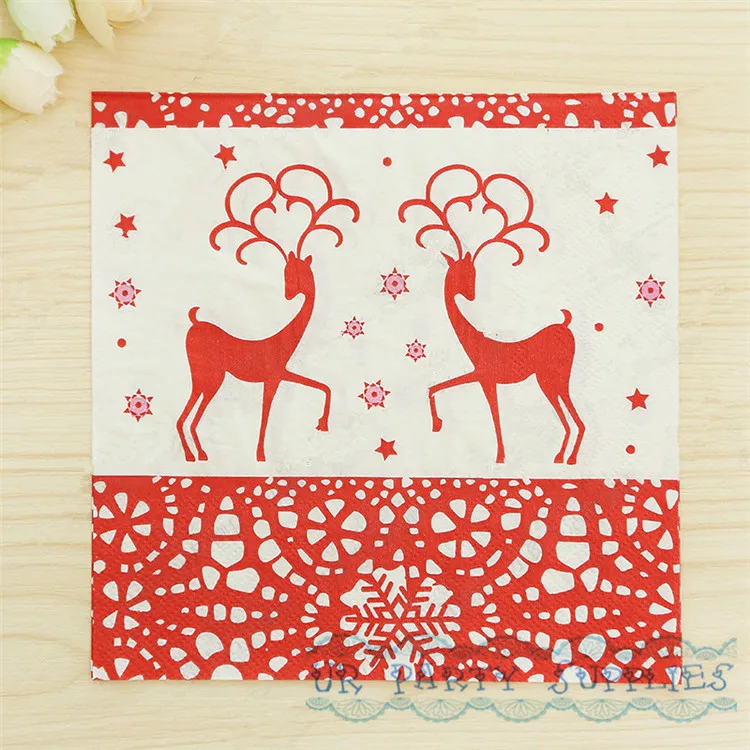 Buy 200pcs Christmas Deer Paper Napkins Kid Merry Christmas Red Reindeer
