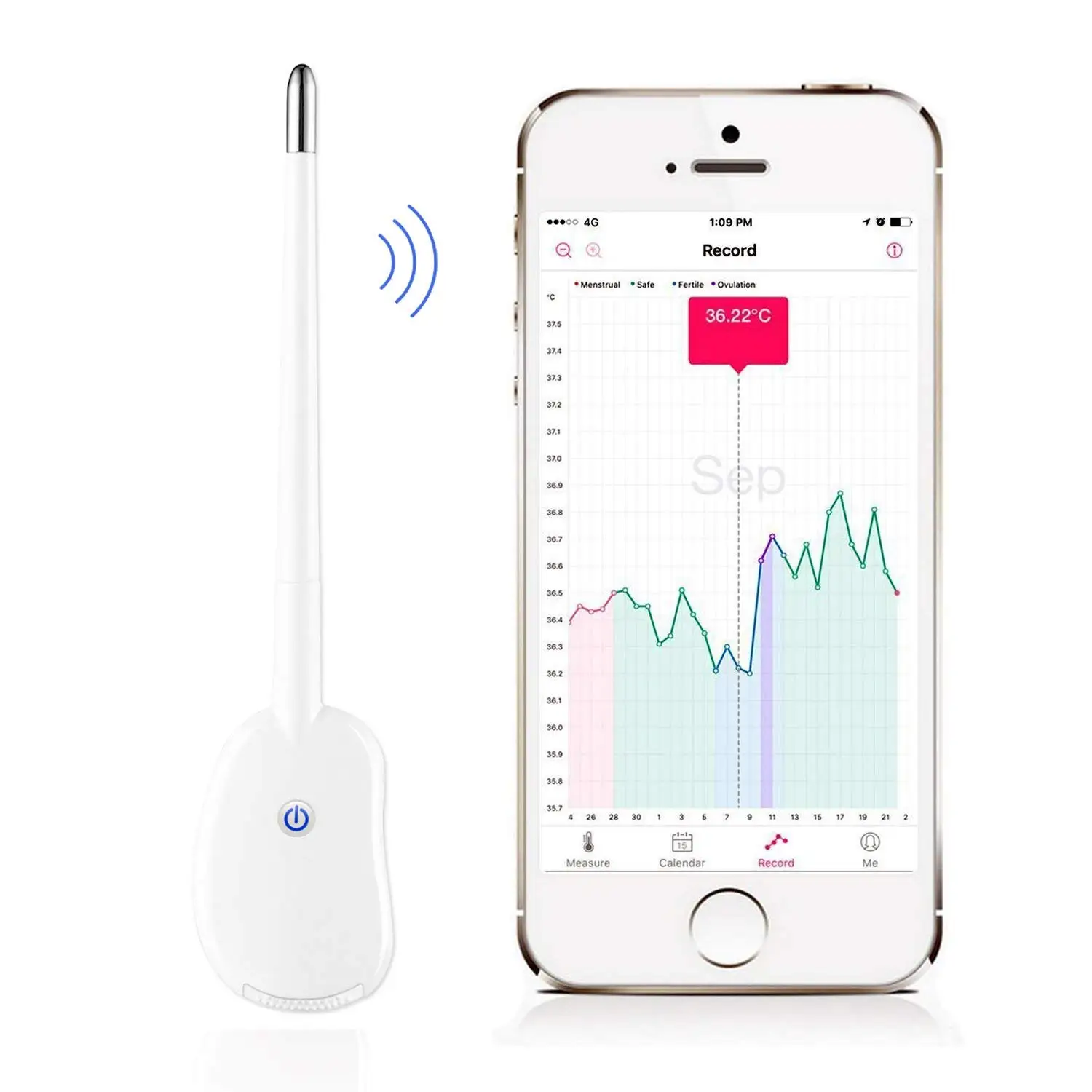 Goede Smart Periode Tracker Vruchtbaarheid Monitor Basale Orale Lichaamstemperatuur Thermometer (BBT) Nauwkeurige Ovulatie Voorspelling Bluetooth