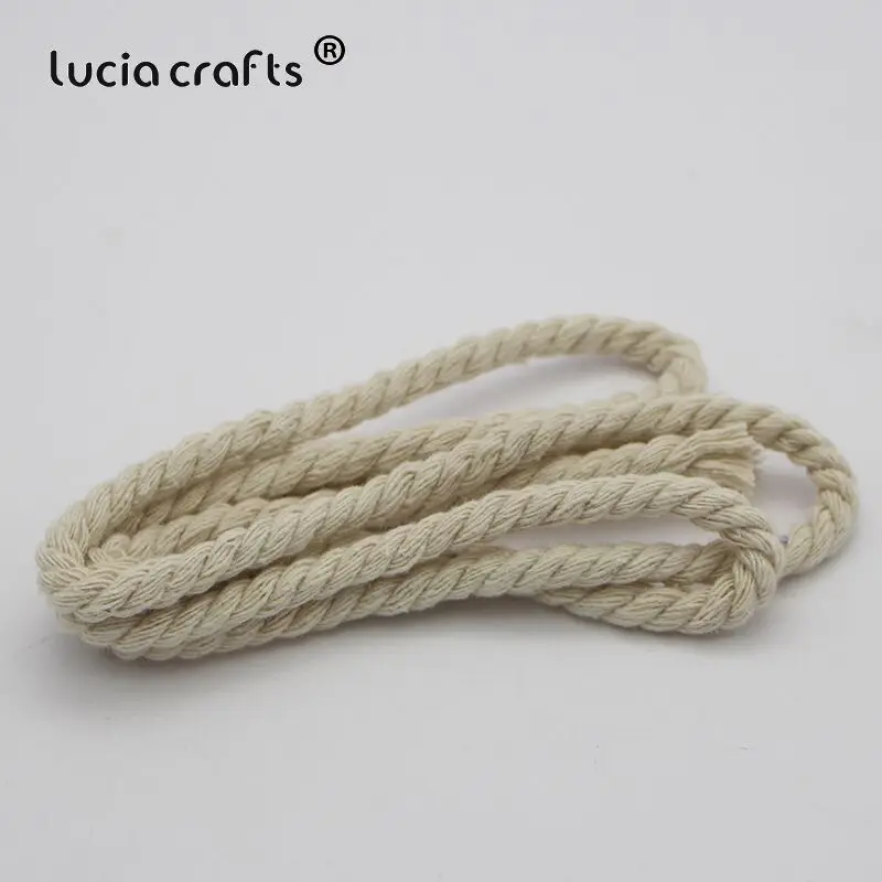 SALE 2Meters 6-20mm Rice White Thick Braided Cotton Rope Three Strand Of Woven Cotton Rope Cord DIY Crafts Bag Decoration CV0705 - Color: Style 2   7mm