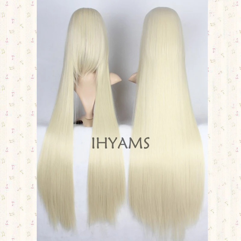 

Chobits Chii/K-On! Kotobuki Tsumugi 100cm 39"Long Beige Straight Cosplay Wig + Wig Cap