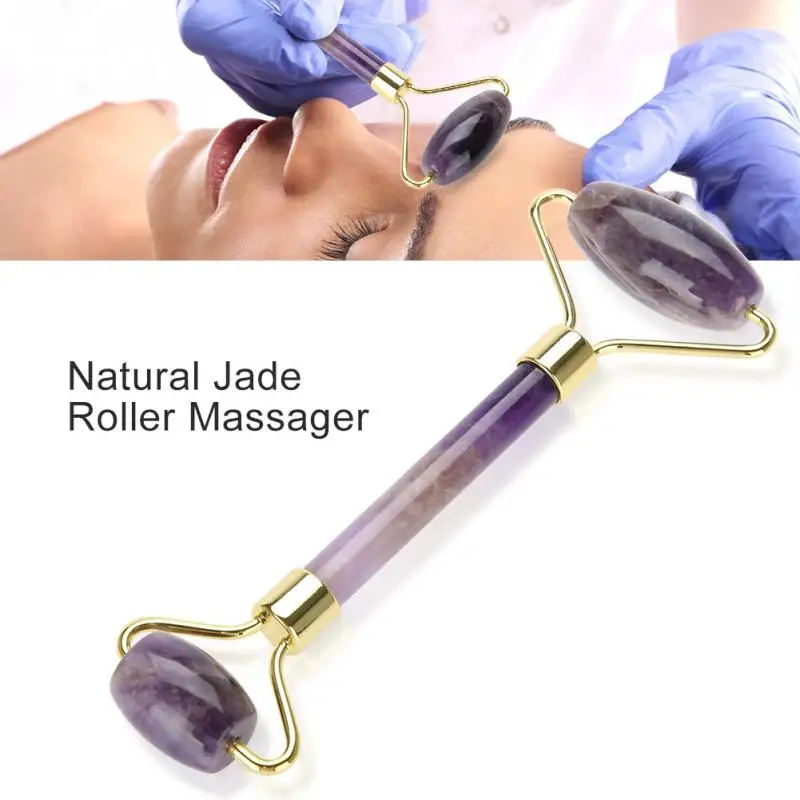 

Natural Jade Roller Massage Amethyst Facial Massage Anti Wrinkle Anti Aging for Face Eyes Face Thin Lifting Massager