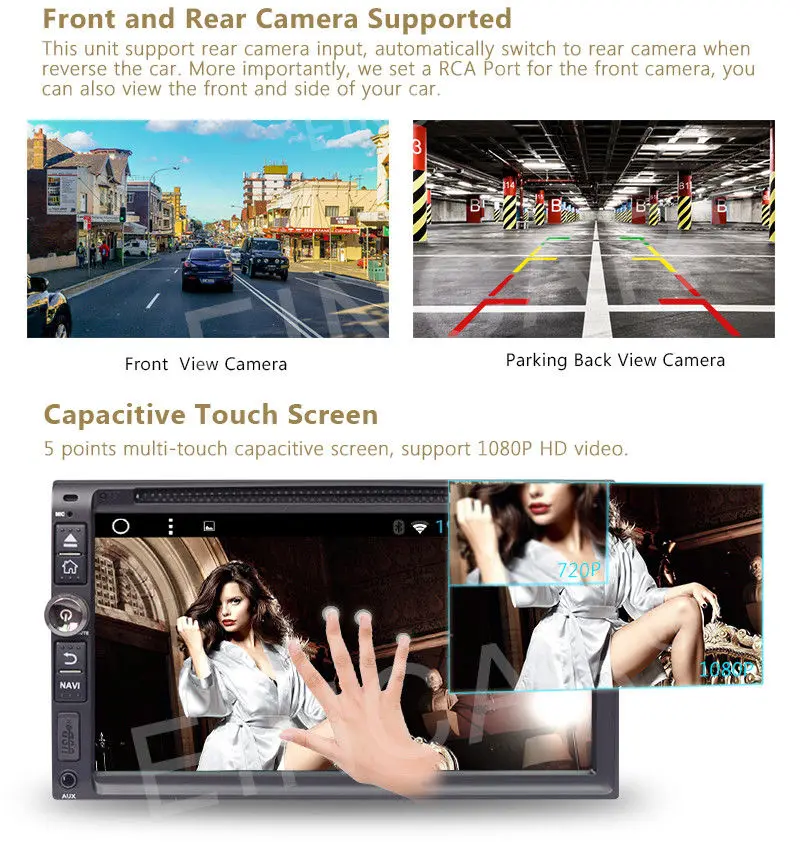 Discount 6.95" Android 6.0 head unit 2 DIN Car DVD Player Stereo GPS Radio Navi OBD2 4