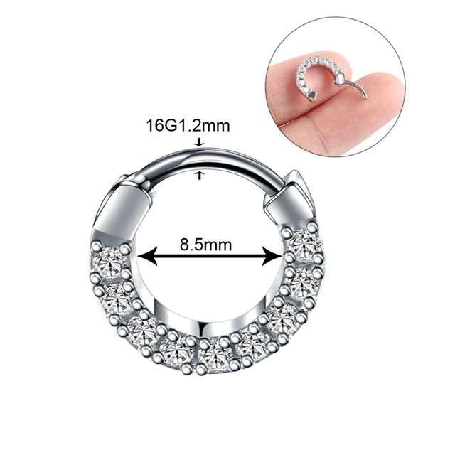 Copper Nose Hoop Septum Rings Crystal Ear Helix Clicker Piercings CZ Cartilage Daith Rook Earring Tragus Piercings Jewelry
