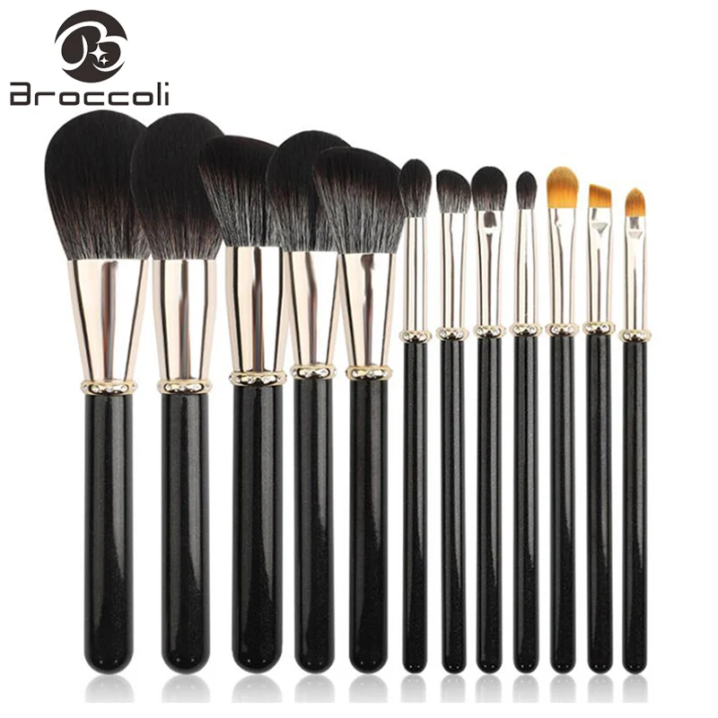 

Broccoli Luxury Goat Hair Brush Powder Makeup Brushes Shading Foundation Base Contour Make Up Brush Bronzer Concealer