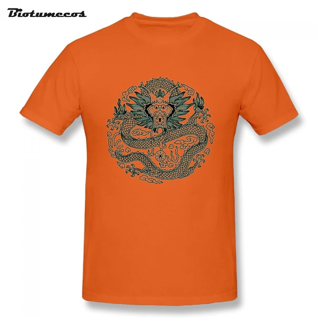 Summer Vintage Chinese Dragon T Shirt Short Sleeve Crewneck 100% Cotton ...