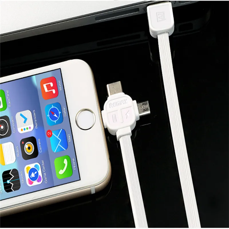 REMAX 3in1 USB Type C 8pin USB Cable to Micro USB Data Cable TPE Charging Transfer charger cable for iphone for xiaomi Huawei