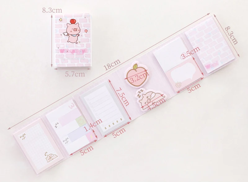 Милый Hello Piggy Wow 6 складной блокнот для заметок N Times Sticky Notes memo notebook Agenda To Do List Bookmark Канцелярские Товары для офиса