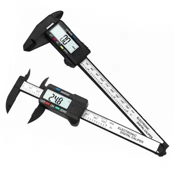 

200PCS Wholesale 0-150mm 6 inch LCD Digital Electronic Carbon Fiber Vernier Caliper Gauge Micrometer Measuring Tool