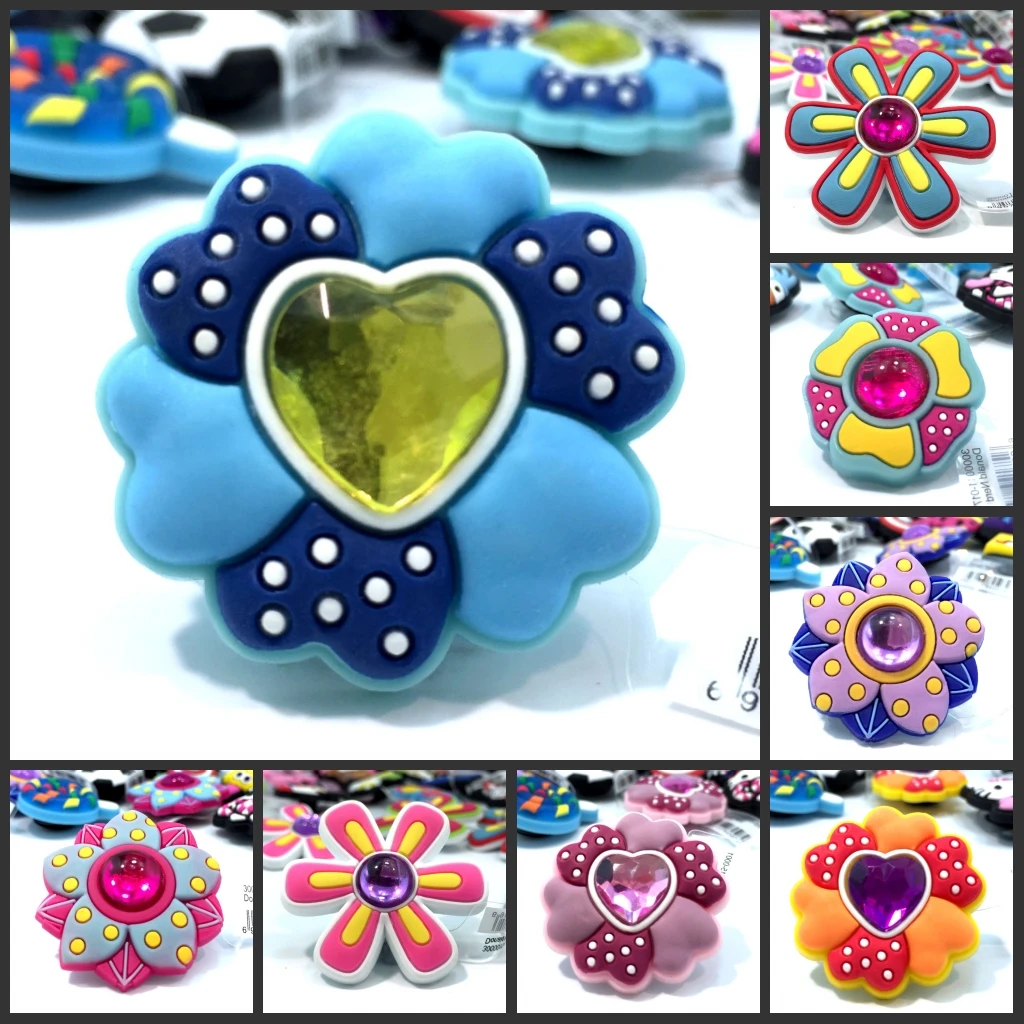 

1pcs High pvc shoe charms Big flower Floret Crystal flower beautiful Shoes accessories Children gift parts