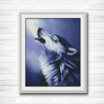 

The Wolf Howl counted printed on canvas DMC 11CT 14CT Cross Stitch kit needlework Set embroidery animal winter scenic Home Decor