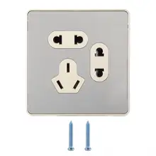 Нержавеющая сталь, семь отверстий, настенная розетка для дома, спальни, ванной комнаты, китайская вилка, 250 В, бытовая розетка, инструмент