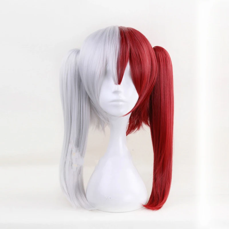 

My Boku no Hero Academia Todoroki Shoto Anime Cosplay Wig Red White Ponytail Wig