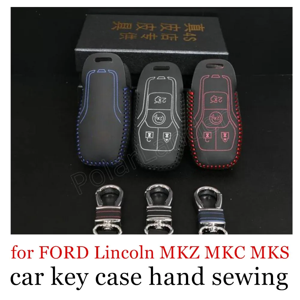 Only Red car key covers DIY hand sewing car key case Genuine leather