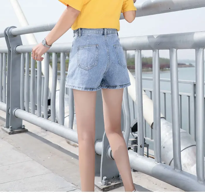 Для женщин Высокая Талия джинсовые летние женские шорты 2019 новый большой Размеры Корейская версия тонкие слово широкую ногу горячей