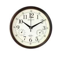 Meijswxj Saat Wall Clock Modern simplicity Mute round Temperature and humidity wall clocks Relogio de parede living room clock