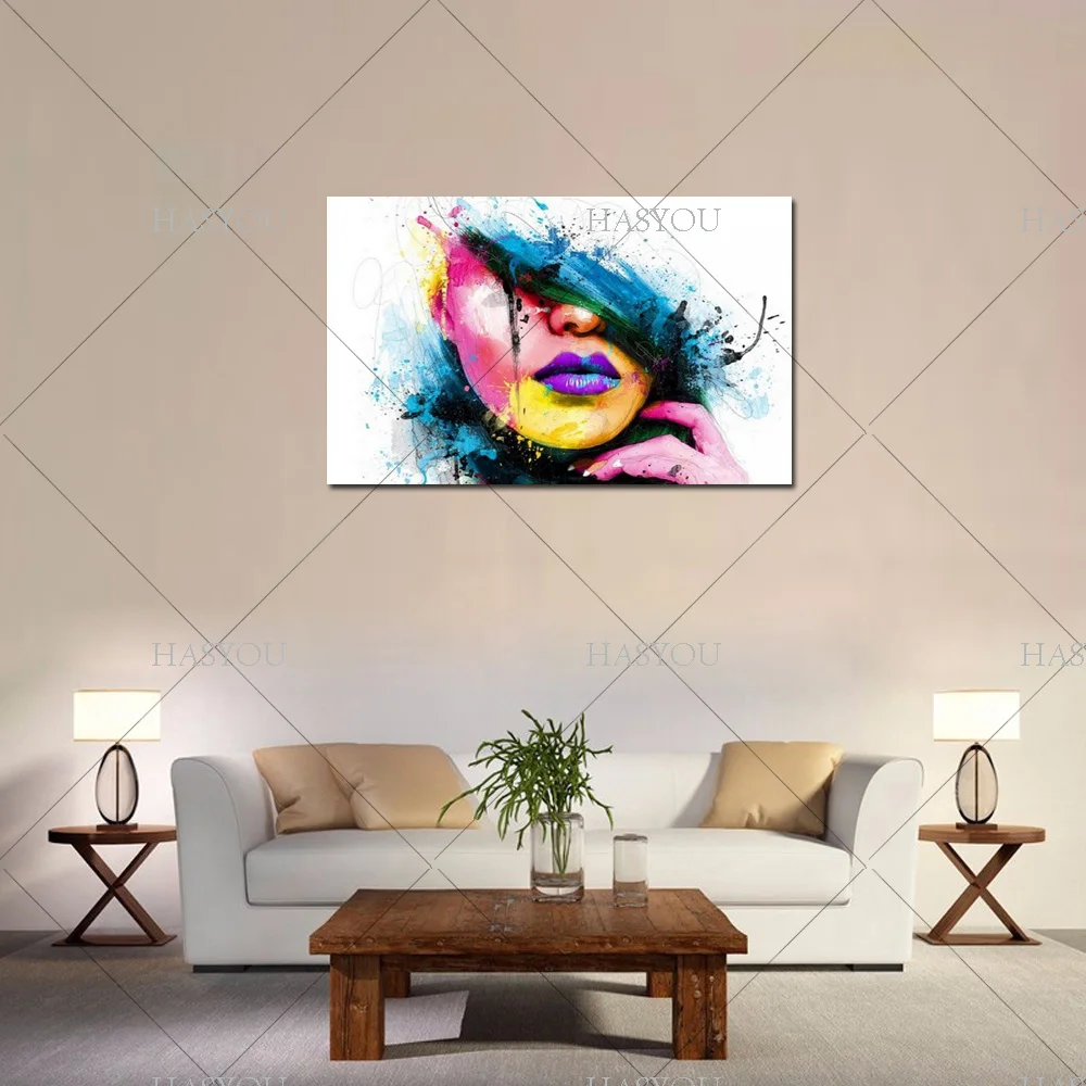 Fashion-Modern-Canvas-hand-painted-oil-Painting-Sexy-Women-Face-Wall-Picture-Abstract-Figures-Oil-Painting (2)