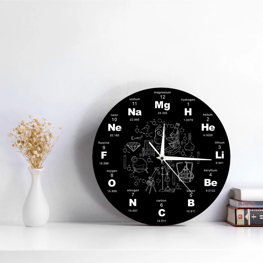 Настольная Таблица элементов, настенные художественные химические символы, настенные часы, Обучающие элементы, дисплей, классная комната, часы, подарок для учителя