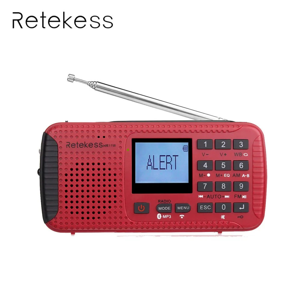

Retekess HR11W Digital Recorder Portable FM/MW Hand Crank Solar NOAA Weather Emergency Alert Radio Station Bluetooth F9208C