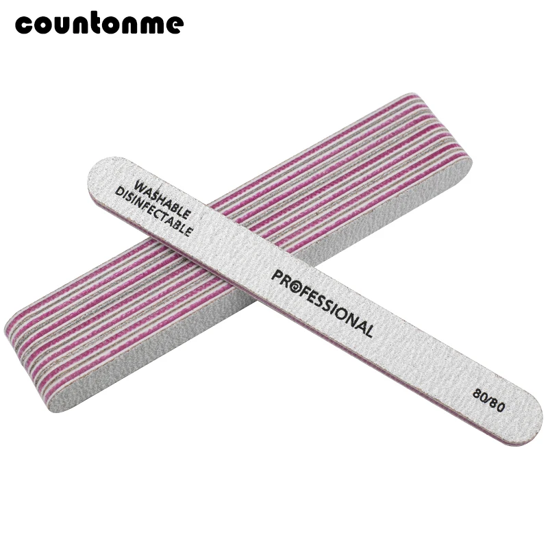 25Pcs/lot Professional Nail Files 80/80 Buffs For Nail Polish Double Sided Gray Straight Edge