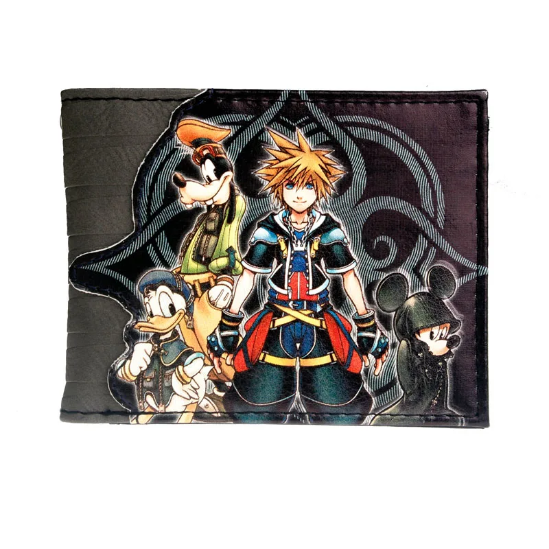 Kingdom hearts двухслойный мужской кошелек женский кошелек - Color: Gray