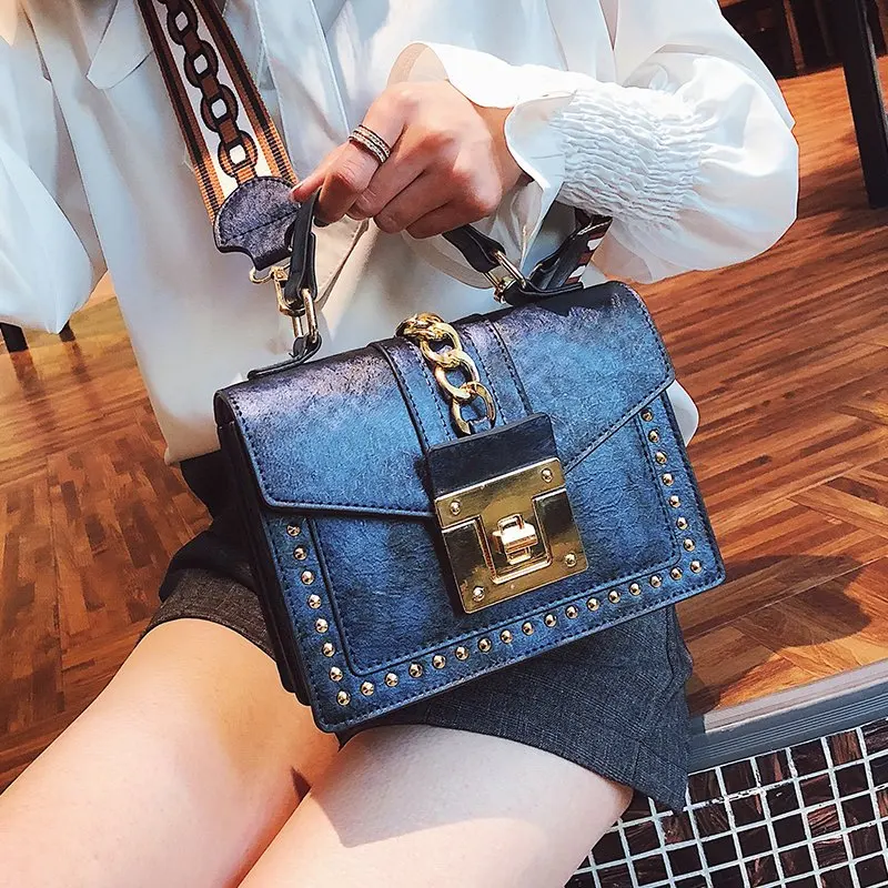 

Women Handbags Fashion women messenger bags PU Leather Tote Bag Ladies Designer Wide shoulder Strap Bag Female Small Square Bag
