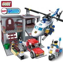 City Police Series Station Helicopter Building Blocks Set Legoes Bricks DIY Model Educational Assembled Toys For Children Gifts 804pcs cogo city buiding construction series engineering assembe building blocks educational diy model toys best gifts for kid