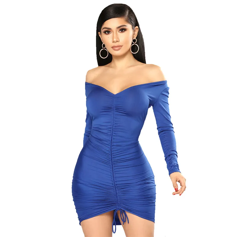 fashion ruched drawstring bandage dress-8