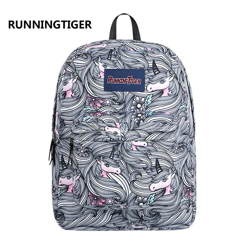 

Running Tiger Cute Pink Unicorn Women Backpack New Luxury Designer Backpacks for Girl Teenagers Bookbag Laotop Travel Bagpack