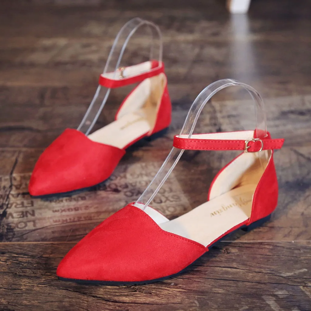 Женская обувь на плоской подошве; коллекция года; женские босоножки из флока на низком каблуке с ремешком и пряжкой; обувь на плоской подошве; mujer; Прямая поставка