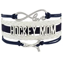 Hockey mom skate esportes amor infinidade charme pulseiras feminino masculino menina meninos jóias presente transporte da gota personalizar cor 16 estilos(China)