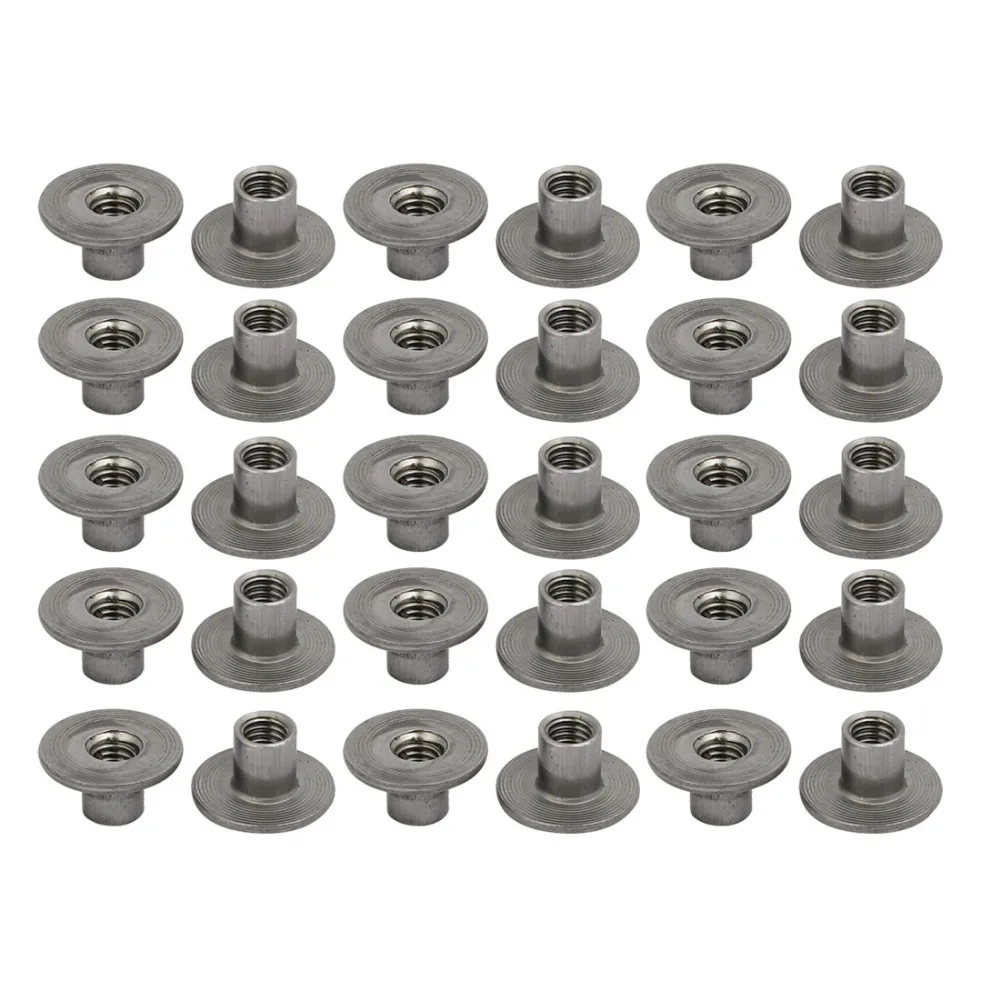 UXCELL M5x8mm Carbon Steel Round Base Through Hole Insert Tee Nut 30pcs