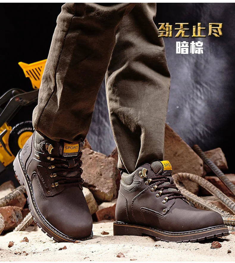 Coturno/мужские ботинки с высоким берцем; кожаные зимние ботинки; мужские водонепроницаемые ботинки на меху; сохраняющие тепло ботинки с круглым носком из древесины; ботинки; обувь на суше