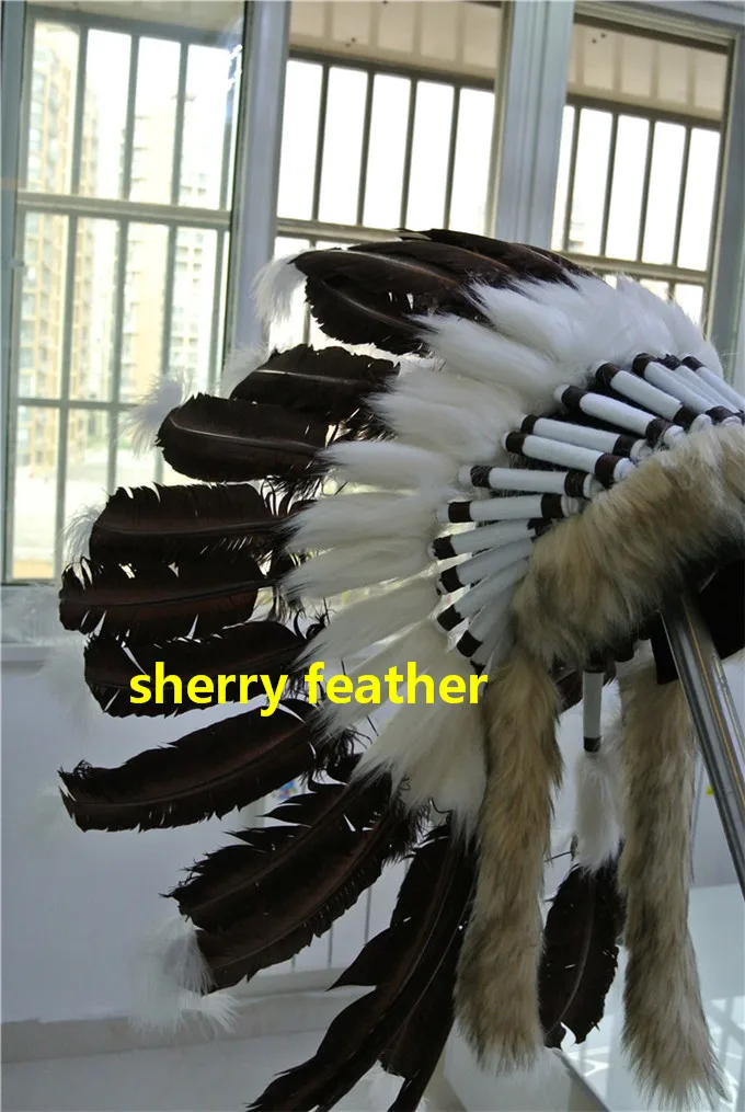 

Free shipping dark brown Feather headdress handmade feather headpiece headband costumes feather hat
