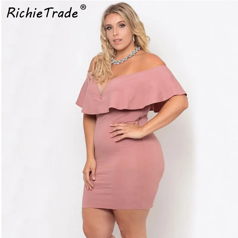 Сексуальное мини платье RICHIETRADE облегающее большого размера с вырезом лодочкой и