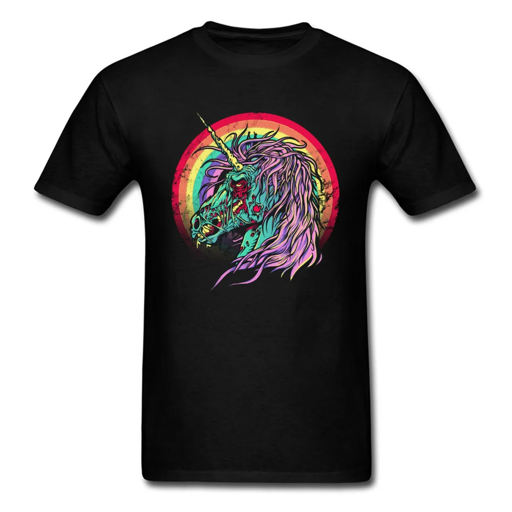 Plain Men's T Shirt Zombie Unicorn Family T Shirts All Cotton Short Sleeve Normal Sweatshirts Round Neck Wholesale Zombie Unicorn black