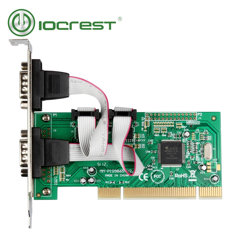 IOCREST Moschip 9865 чипсет PCI 2 Последовательный rs232 db9 com порты контроллер карты с низкопрофильным кронштейном