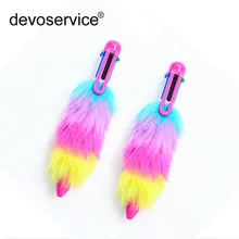 Новинка из мультфильма «Холодное сердце», 1 шт., плюшевые шесть-цветная Шариковая ручка Kawaii мульти Цвет ручки для письма для детей Канцелярский подарок, канцелярские принадлежности