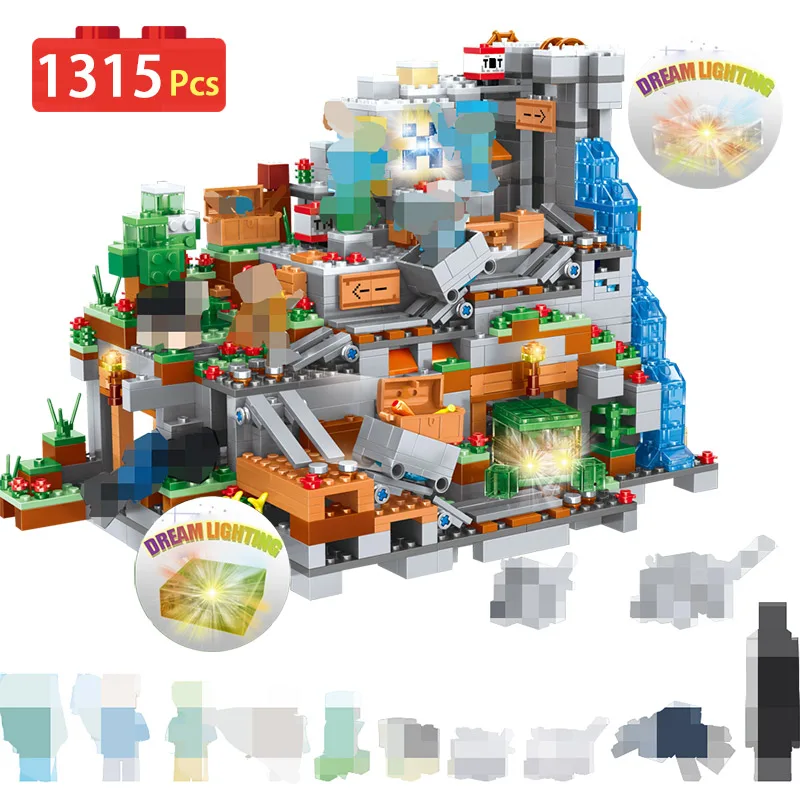 

1315pcs My World The Mountain Cave Model Building Blocks Minecrafted Bricks Figures Toys For Children