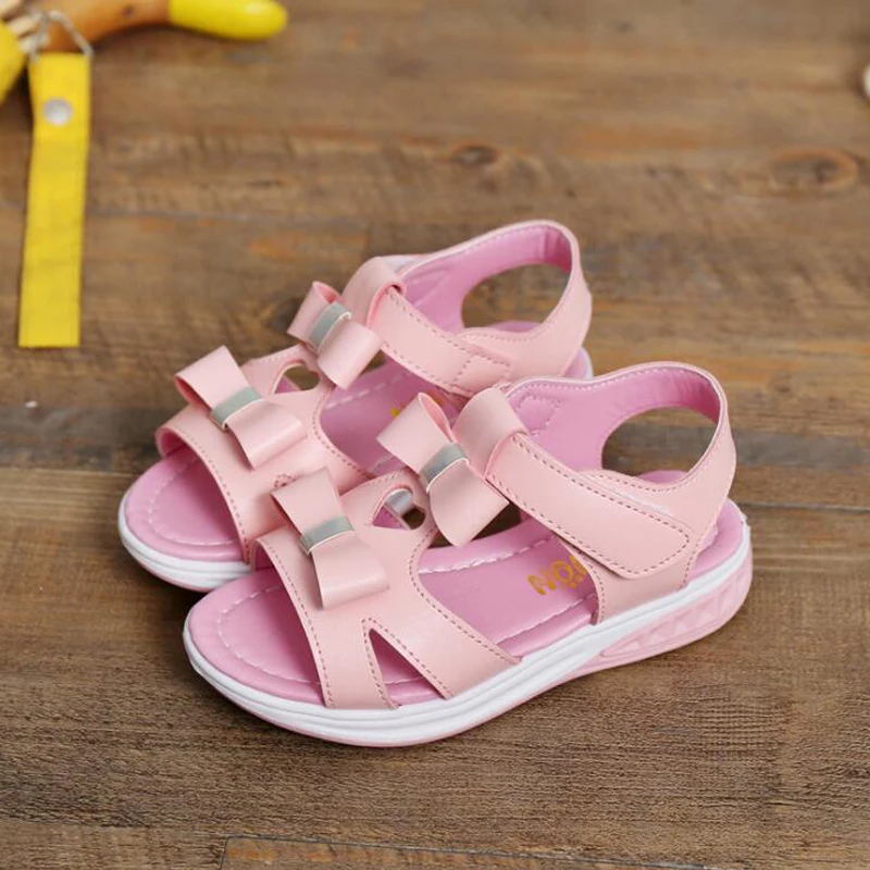 

New 2018 summer princess sandals flowers decor girls sandals fashion hook&loop children shoes for 3-14 years old