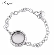 Shuyani подвешиваемый кулон браслет 25 мм круглый браслет с медальоном со стразами магнитное стекло памяти шармы браслет