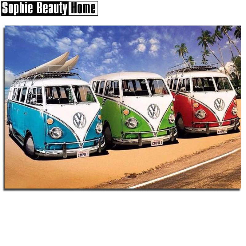

2018 Direct Selling Sale Europe Paintings Separate Diamond Embroidery auto diamond Painting Paris bus 5d Embroidery diamond Bus