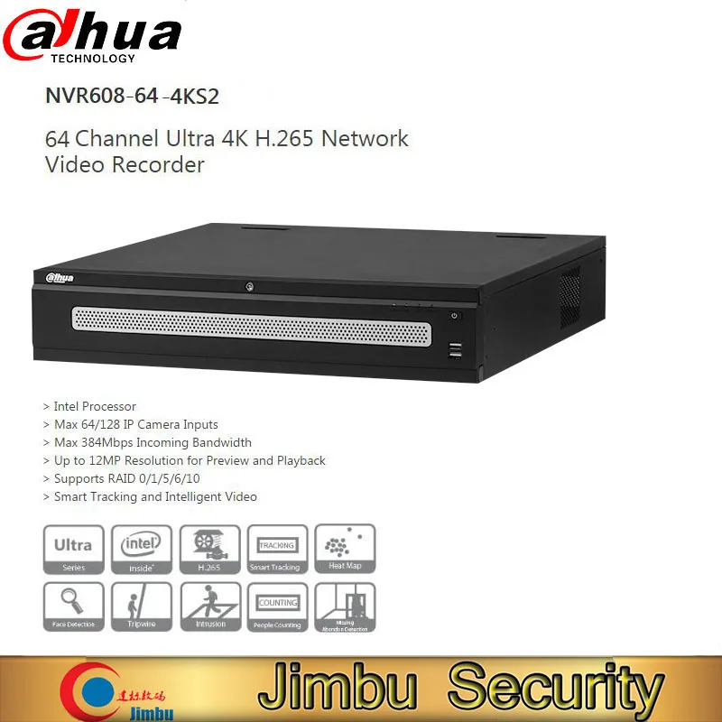 

Dahua 64ch 4K H.265 Network Video Recorder NVR608-64-4KS2 support 64 IP Camera Inputs 384 Mbps Bandwidth Intel Processor